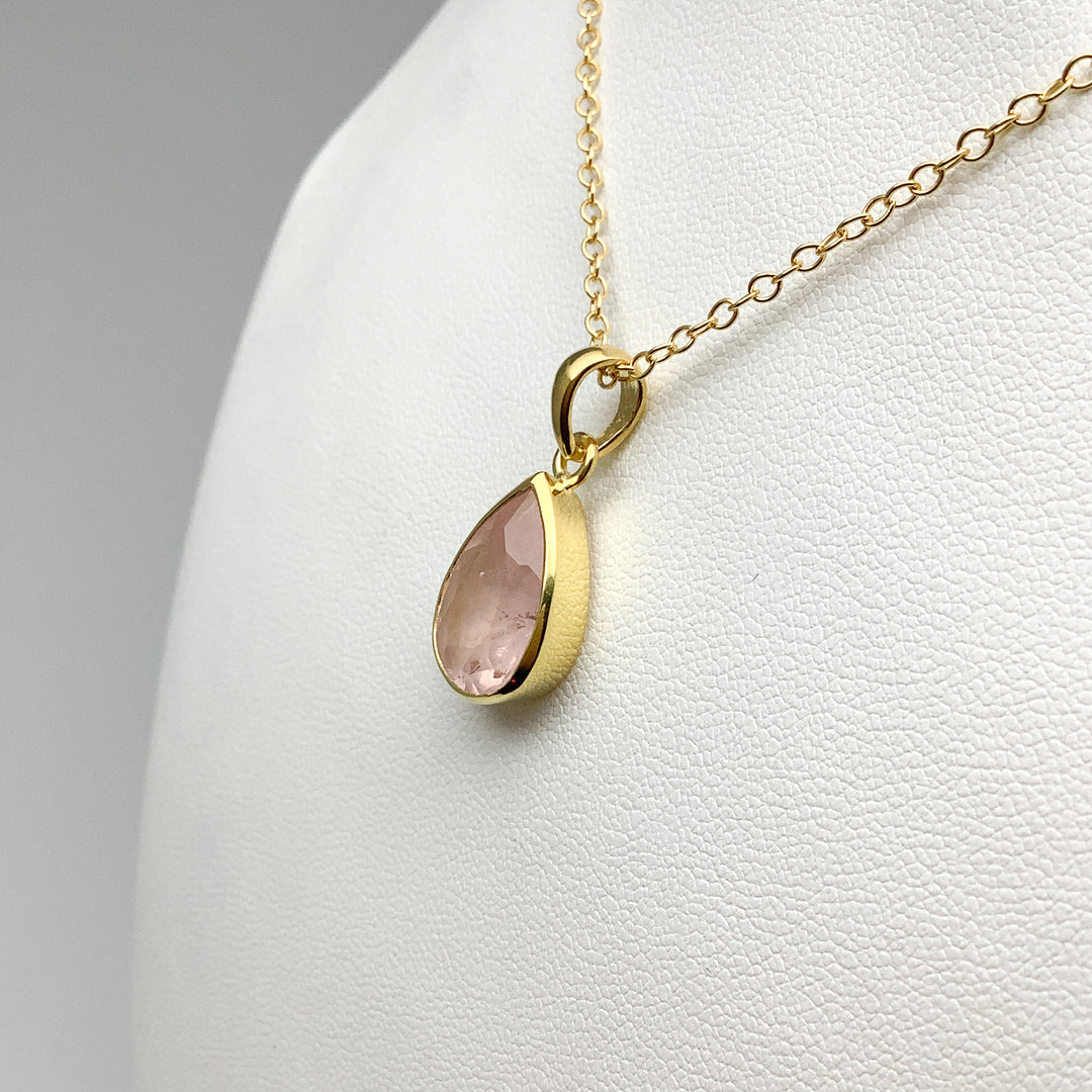 Rose Quartz Gold Finish Pendant