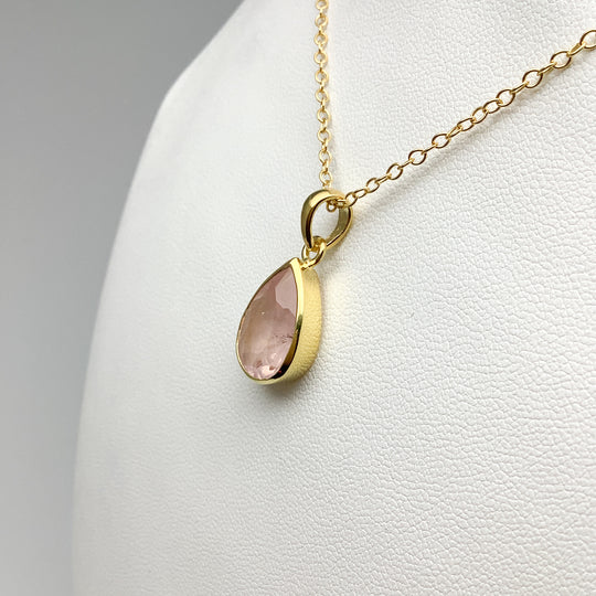 Rose Quartz Gold Finish Pendant