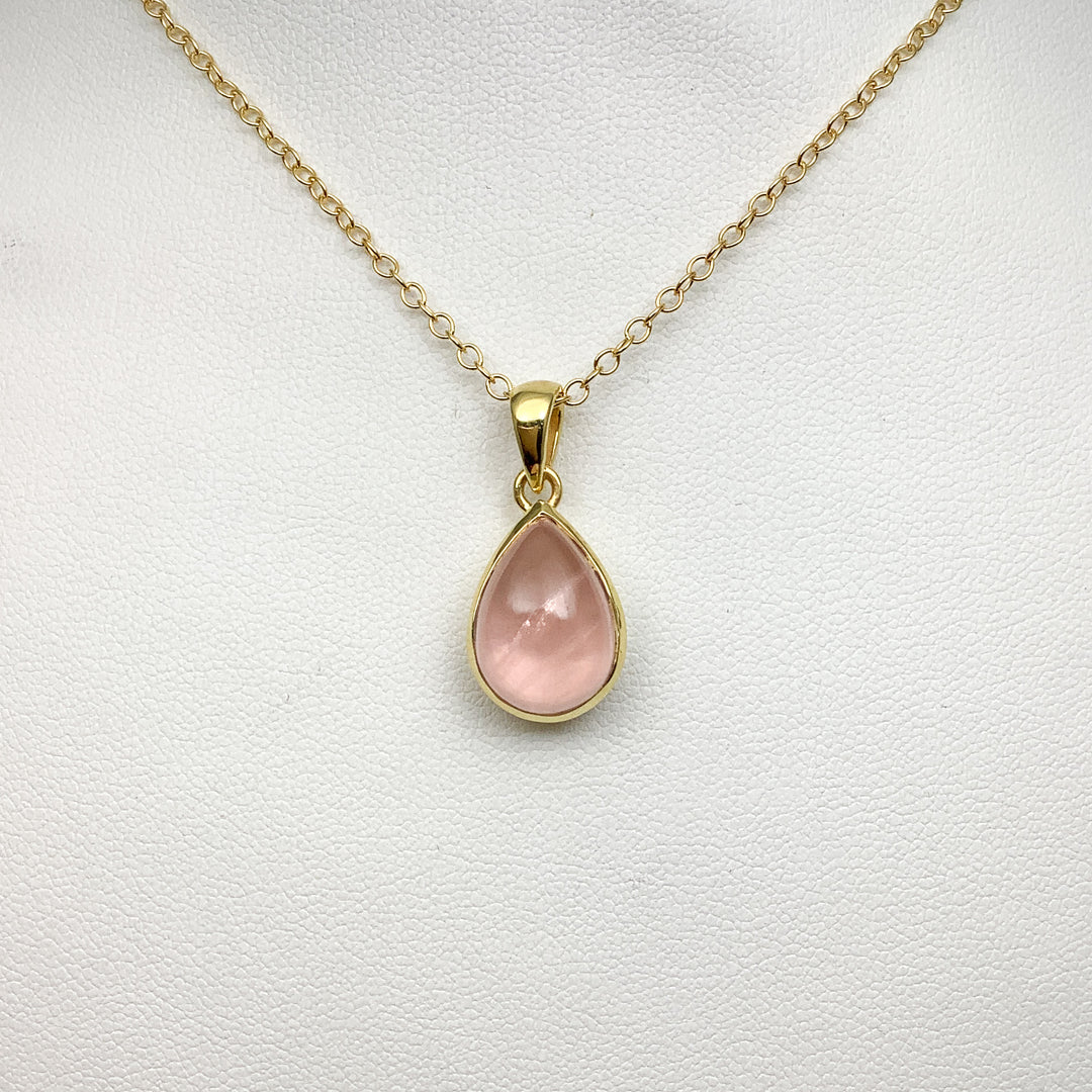 Rose Quartz Gold Finish Pendant