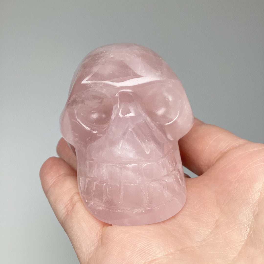 Carved Rose Quartz Skull