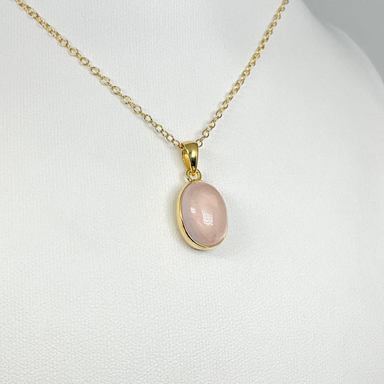 Rose Quartz Gold Finish Pendant