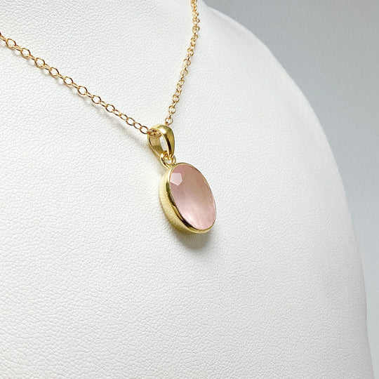 Rose Quartz  Gold Finish Pendant