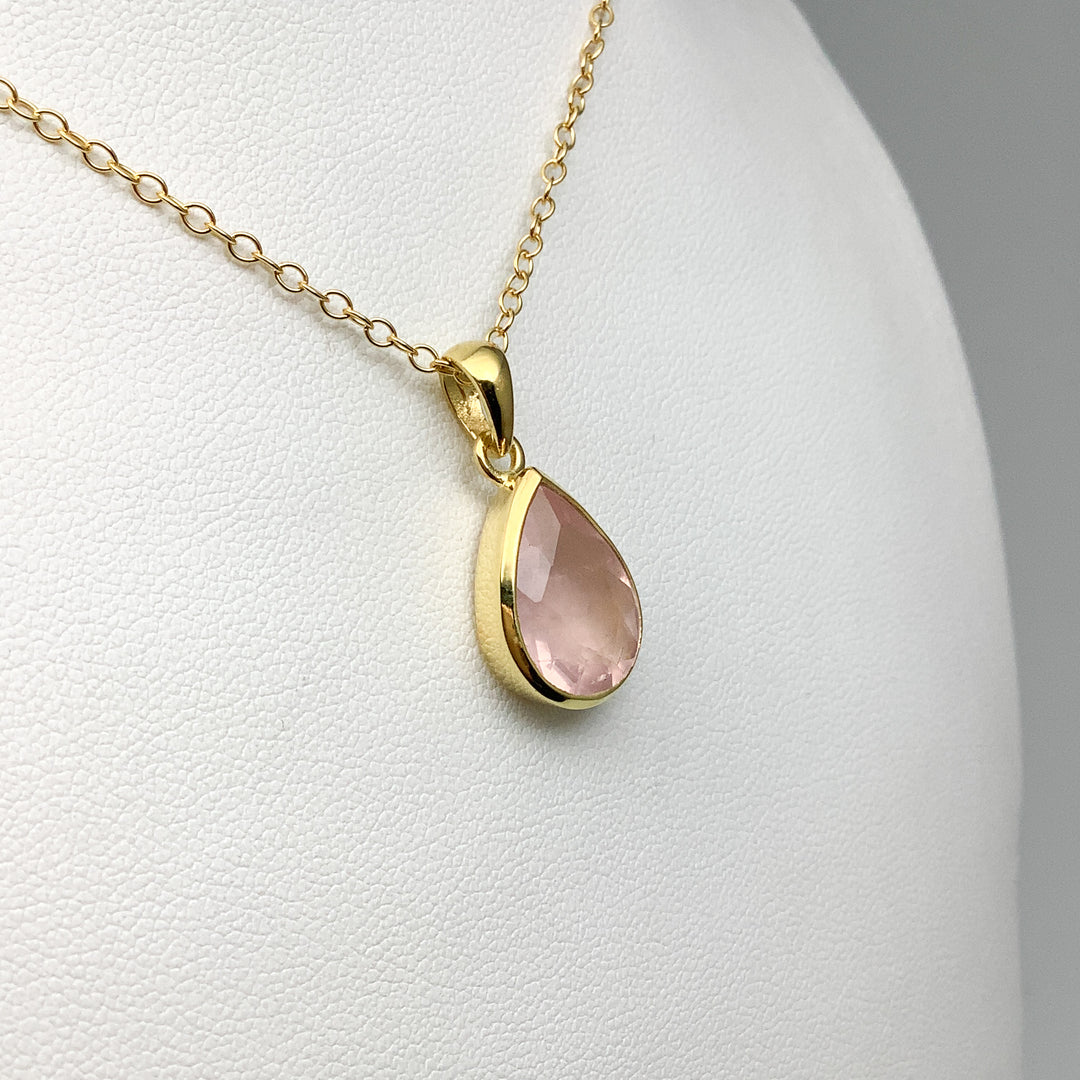 Rose Quartz Gold Finish Pendant