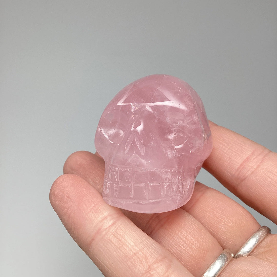 Carved Rose Quartz Skull