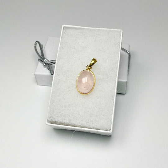 Rose Quartz Gold Finish Pendant