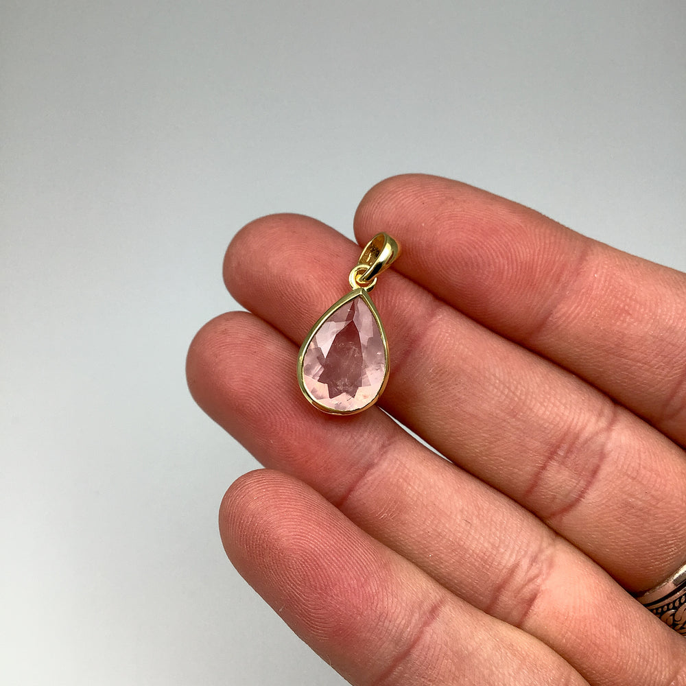 Rose Quartz Gold Finish Pendant