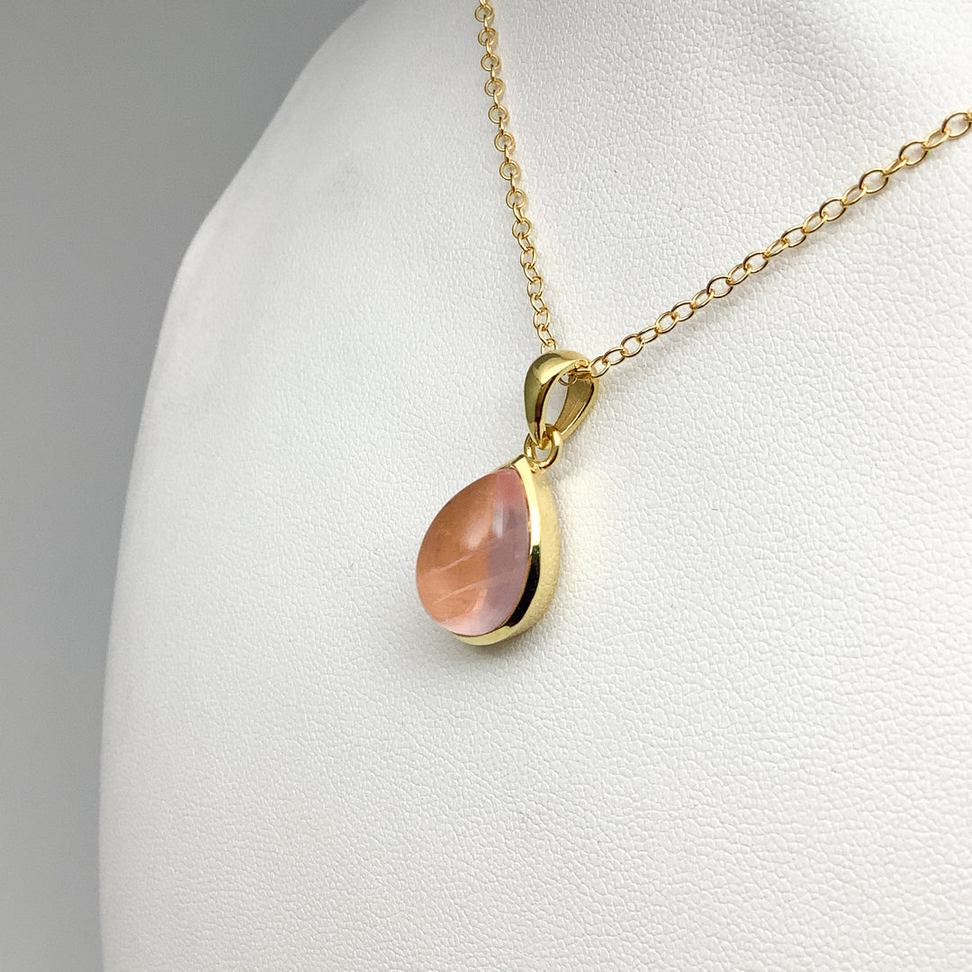 Rose Quartz Gold Finish Pendant