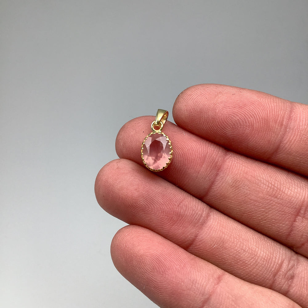 Rose Quartz Gold Finish Pendant