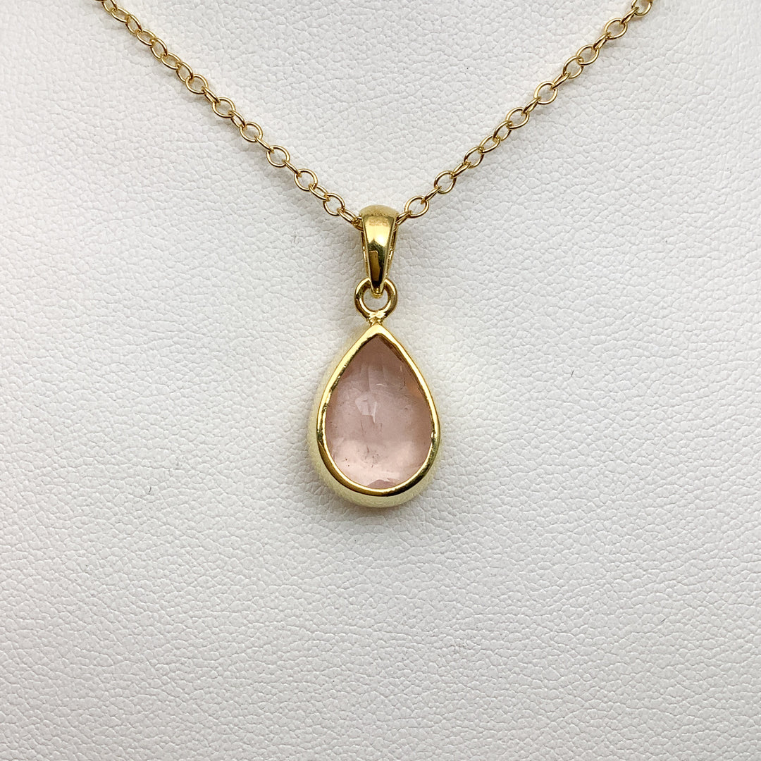 Rose Quartz Gold Finish Pendant