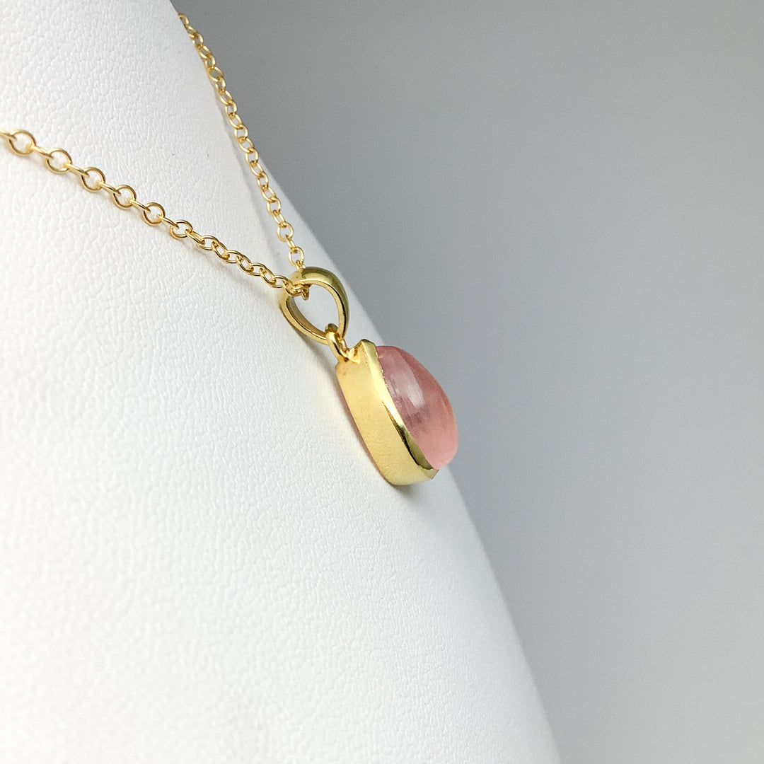 Rose Quartz Gold Finish Pendant