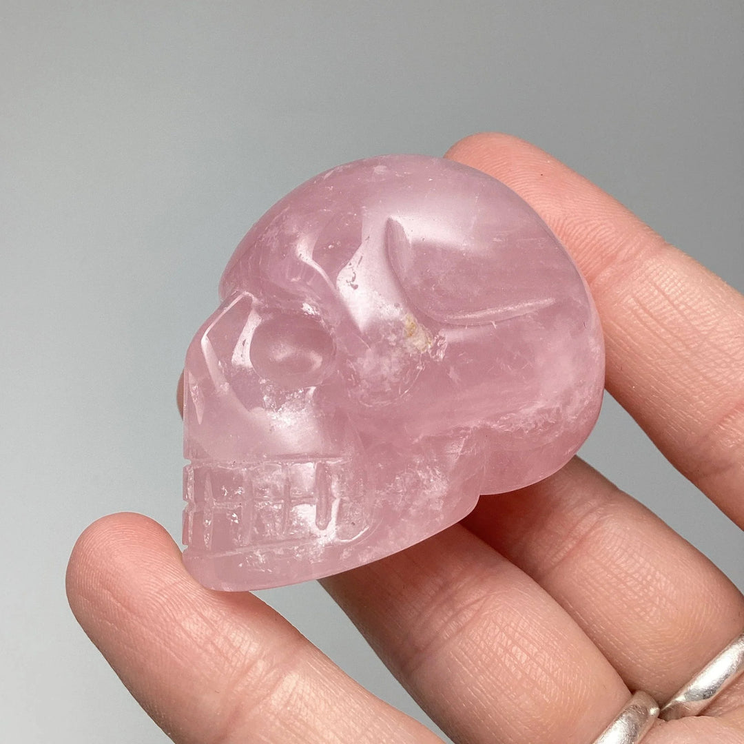 Carved Rose Quartz Skull