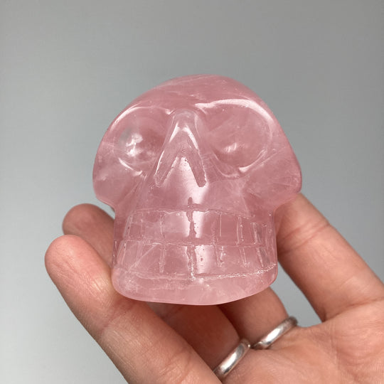 Carved Rose Quartz Skull