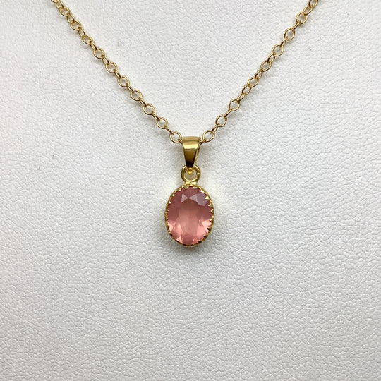 Rose Quartz Gold Finish Pendant