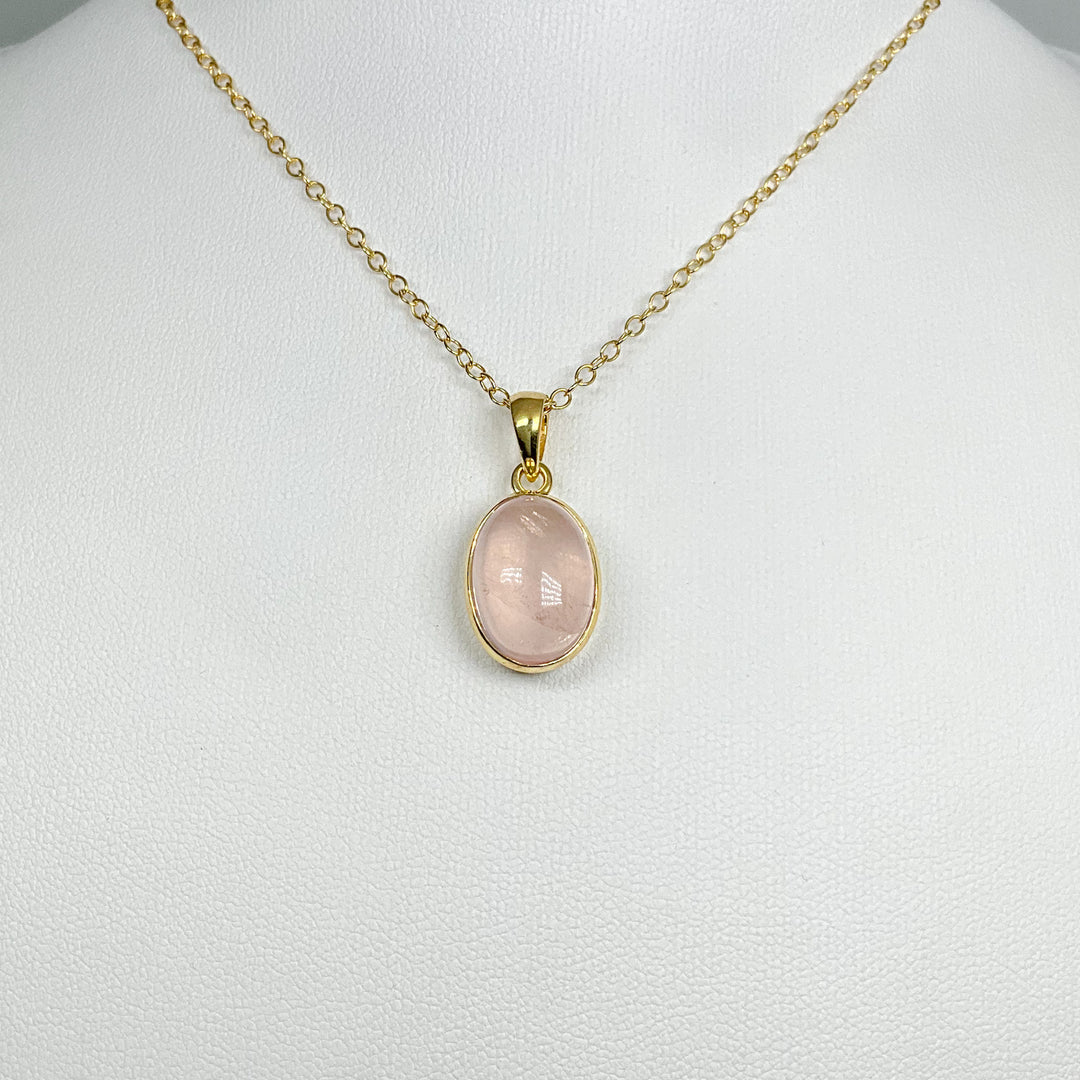 Rose Quartz Gold Finish Pendant