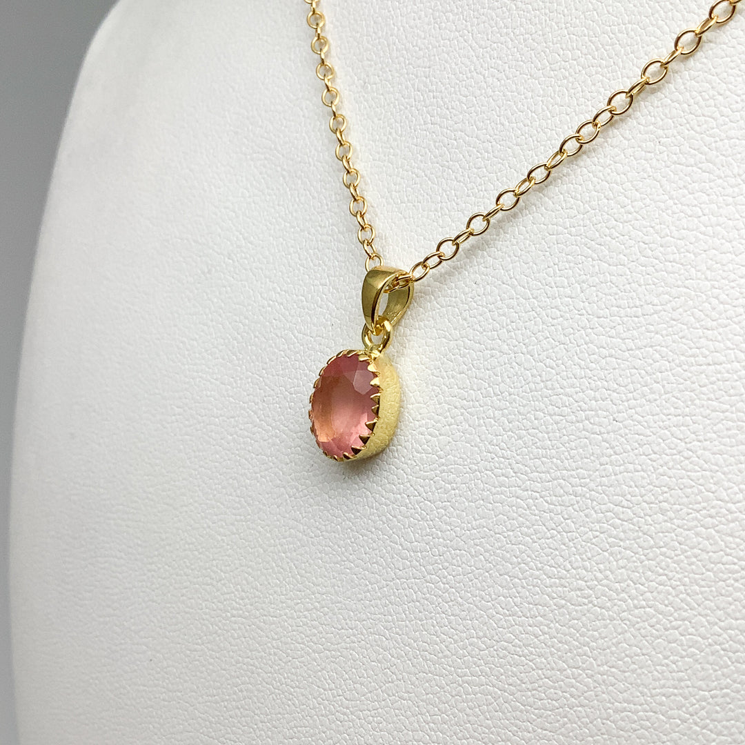 Rose Quartz Gold Finish Pendant