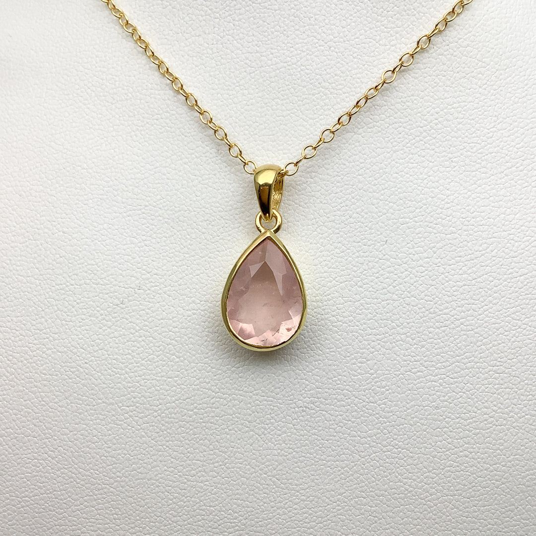 Rose Quartz Gold Finish Pendant