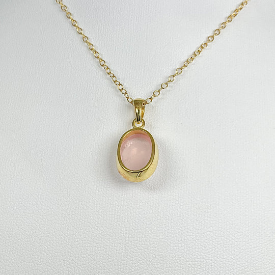 Rose Quartz Gold Finish Pendant