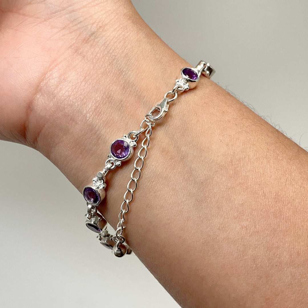 Amethyst Sterling Silver Bracelet