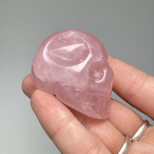 Carved Rose Quartz Skull