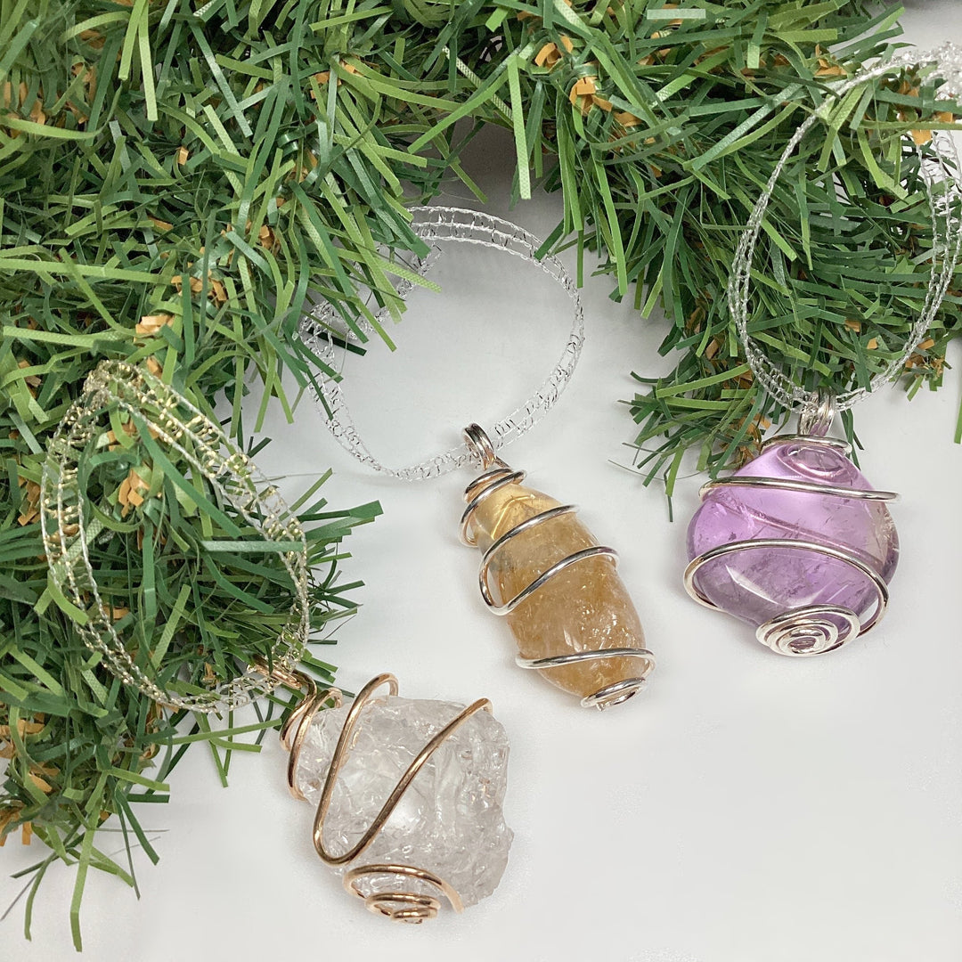 Wire Wrap Gemstone Christmas Ornament