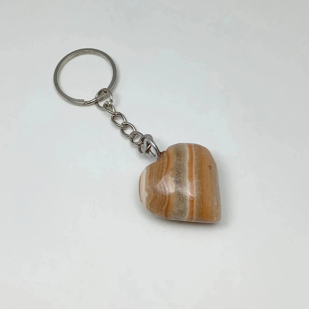 Banded Onyx Heart Keychain