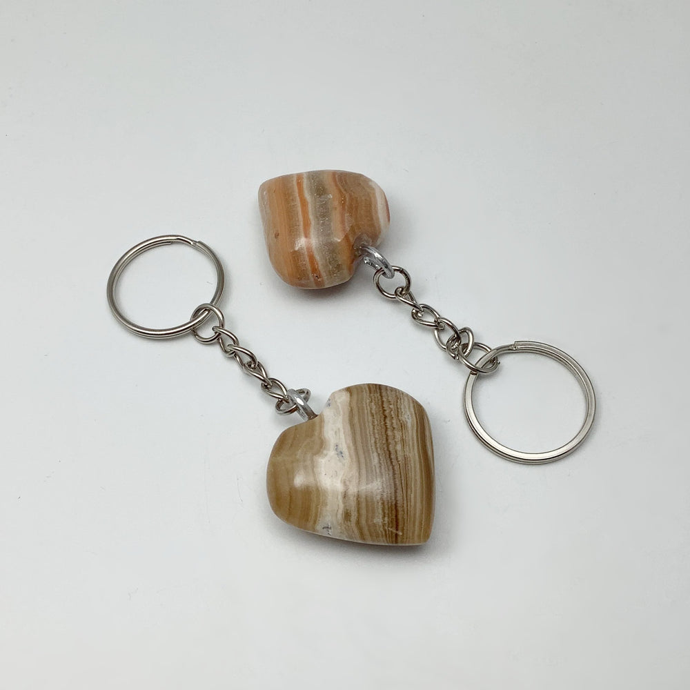 Banded Onyx Heart Keychain