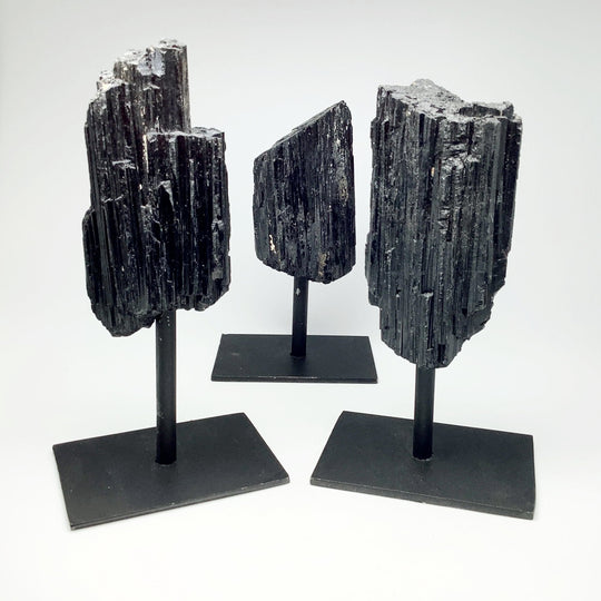 Black Tourmaline on Metal Display Stand