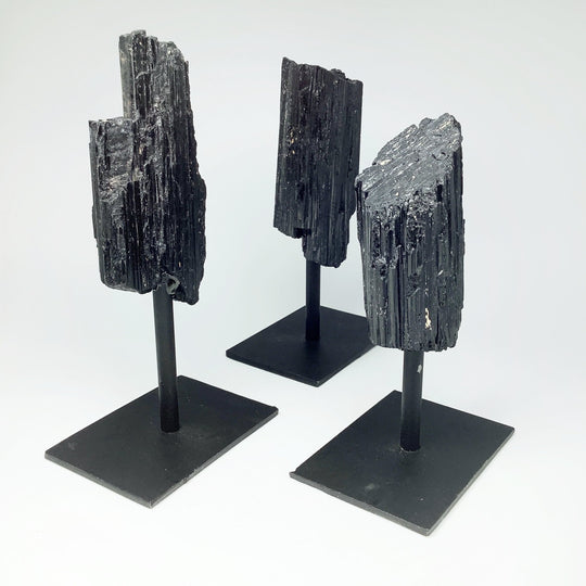 Black Tourmaline on Metal Display Stand