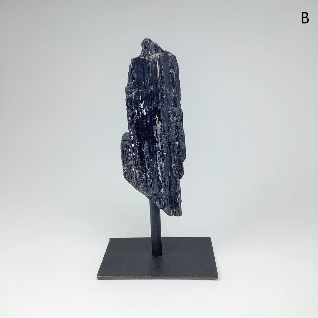 Black Tourmaline on Metal Display Stand