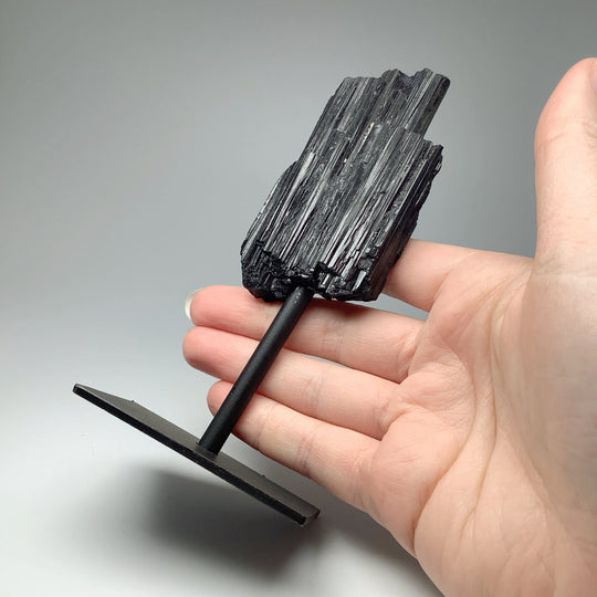 Black Tourmaline on Metal Display Stand