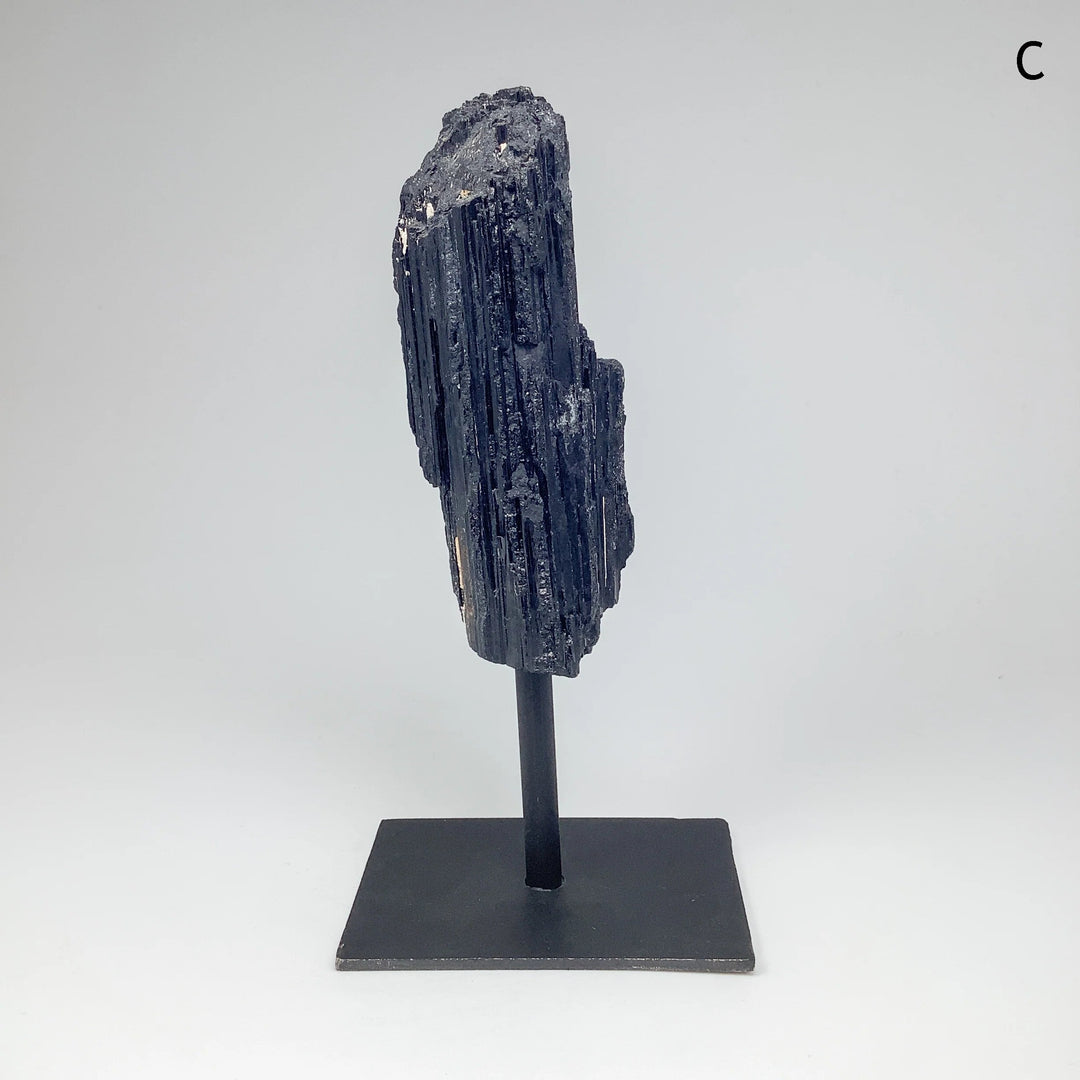 Black Tourmaline on Metal Display Stand