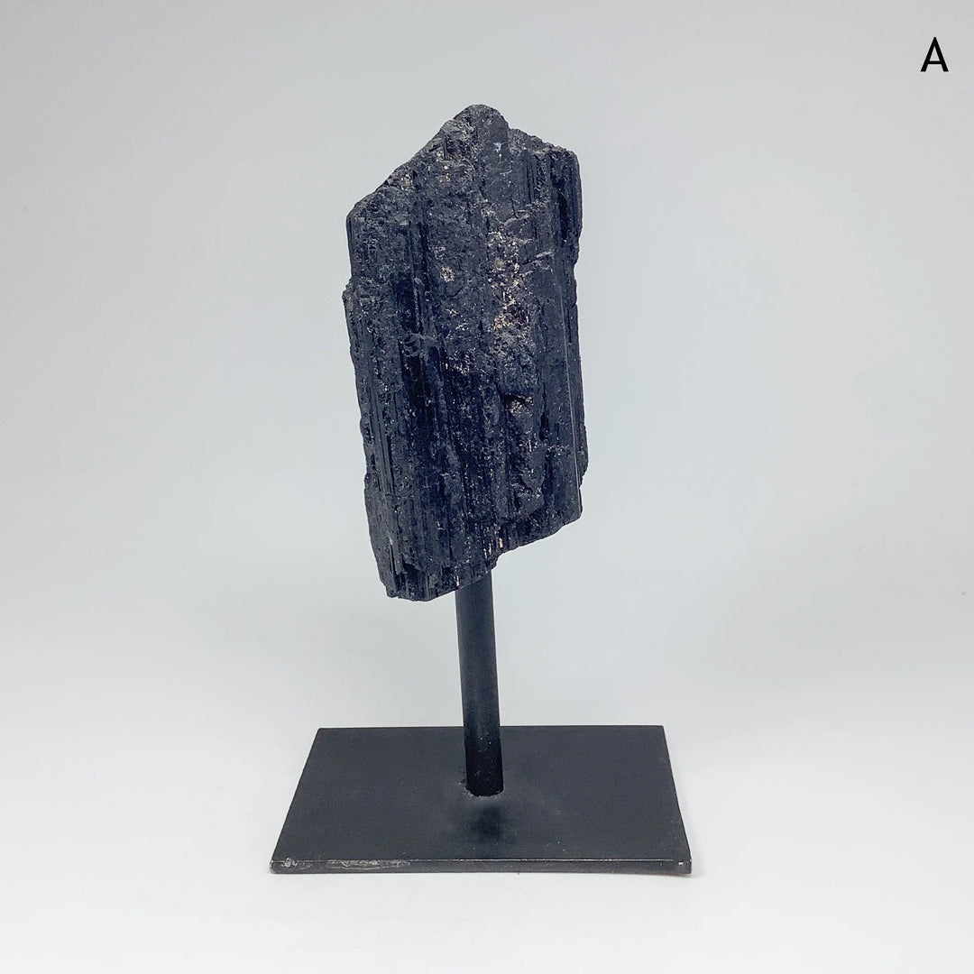 Black Tourmaline on Metal Display Stand