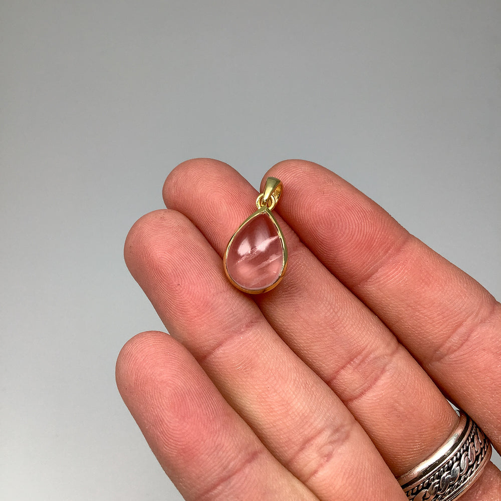 Rose Quartz Gold Finish Pendant