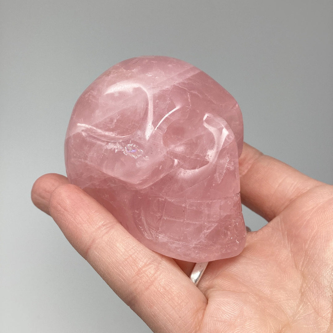 Carved Rose Quartz Skull