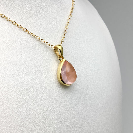 Rose Quartz Gold Finish Pendant