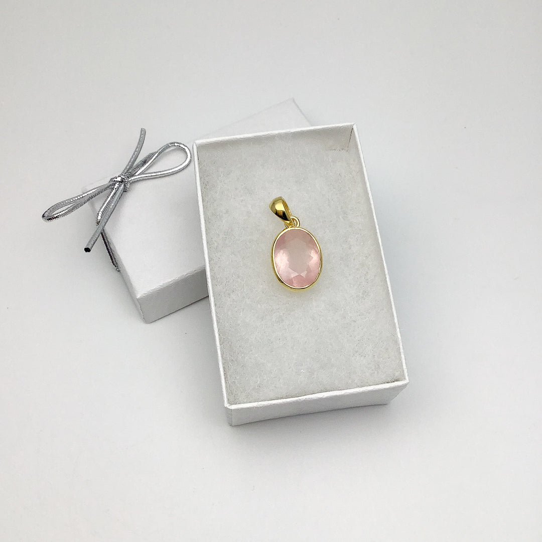 Rose Quartz  Gold Finish Pendant