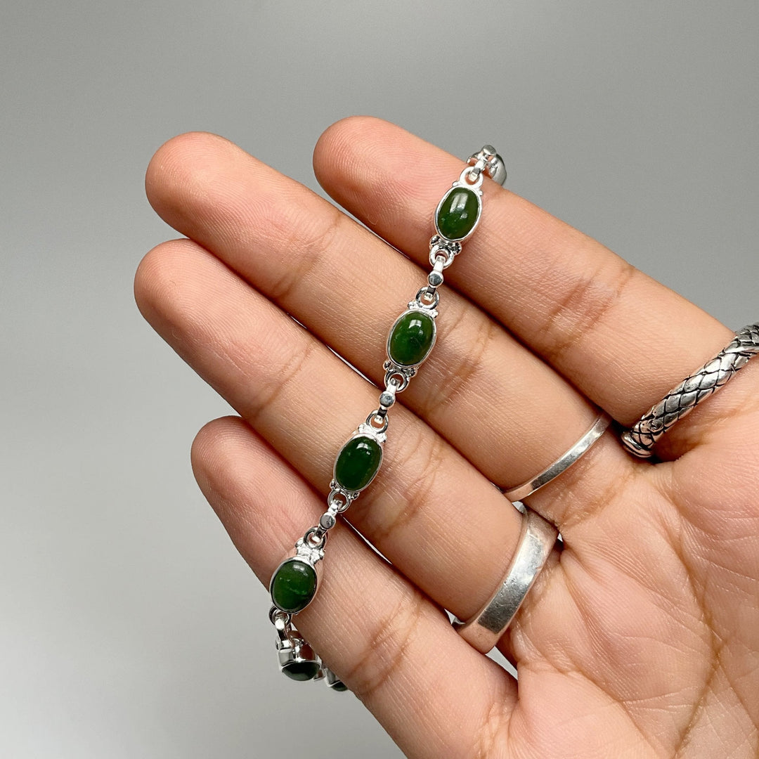 Canadian Jade Sterling Silver Bracelet