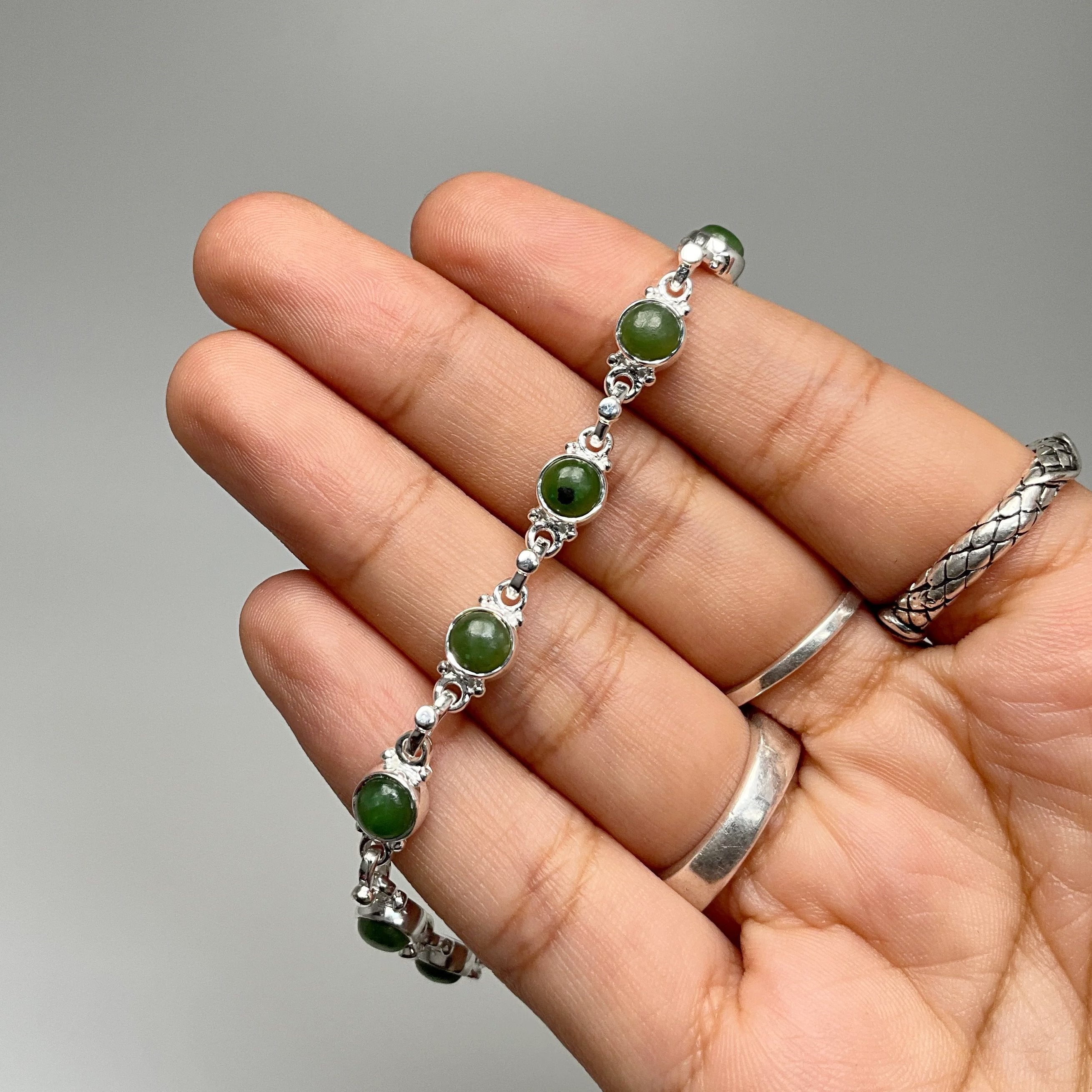 Canadian Jade Sterling Silver Bracelet