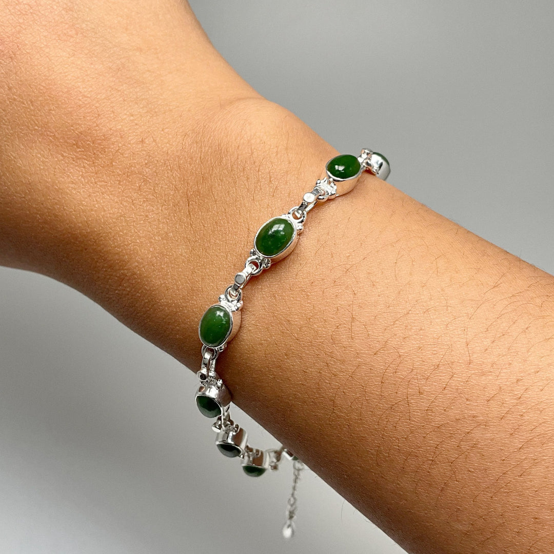 Canadian Jade Sterling Silver Bracelet