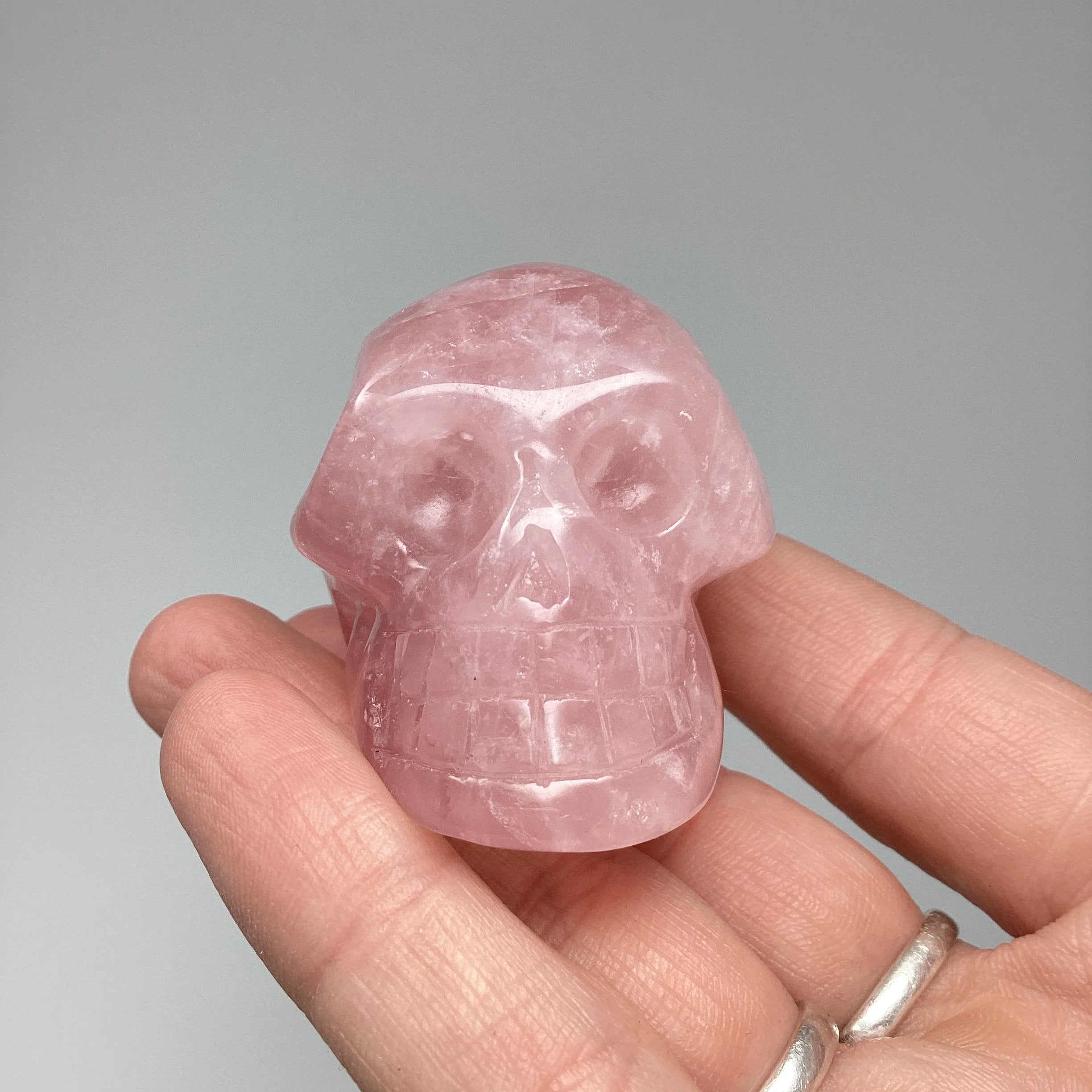 Carved Rose Quartz Skull