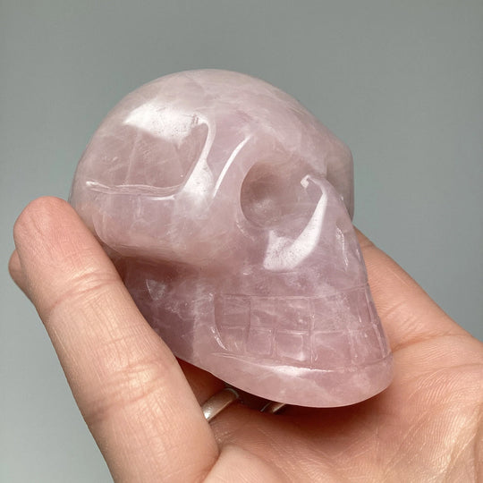 Carved Rose Quartz Skull