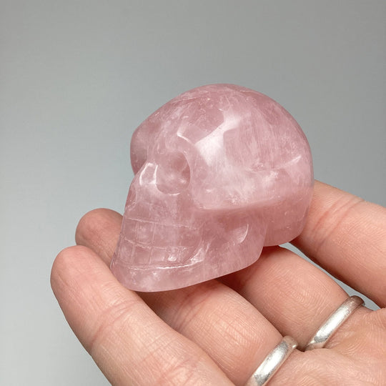 Carved Rose Quartz Skull