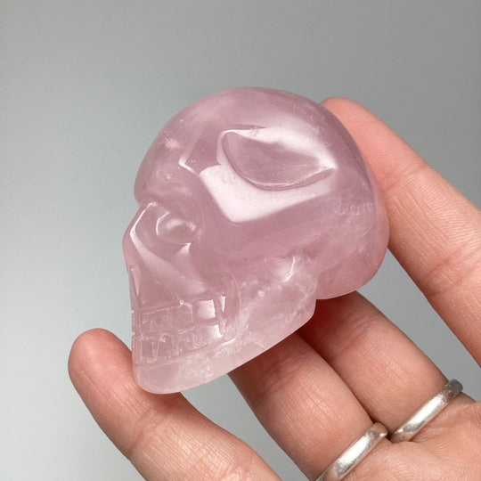 Carved Rose Quartz Skull