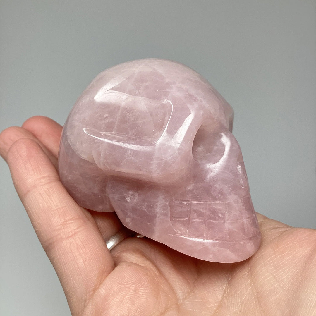 Carved Rose Quartz Skull