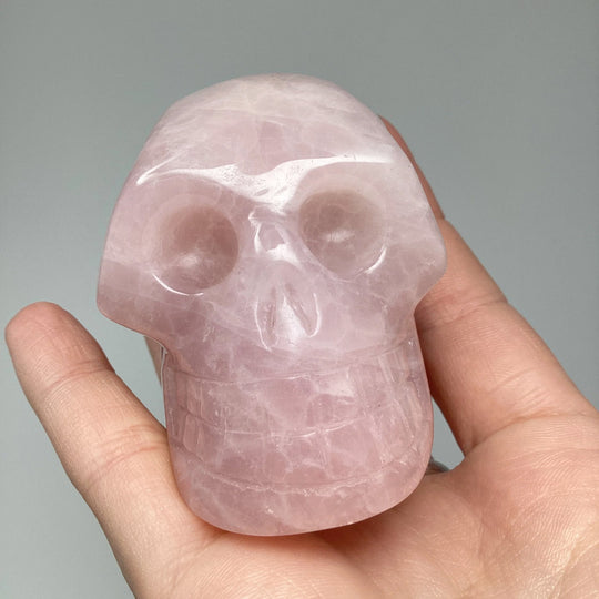 Carved Rose Quartz Skull