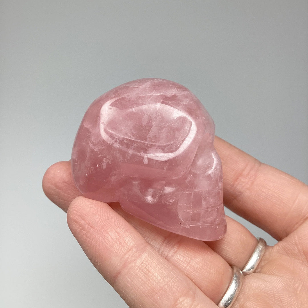 Carved Rose Quartz Skull