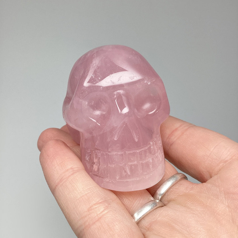 Carved Rose Quartz Skull