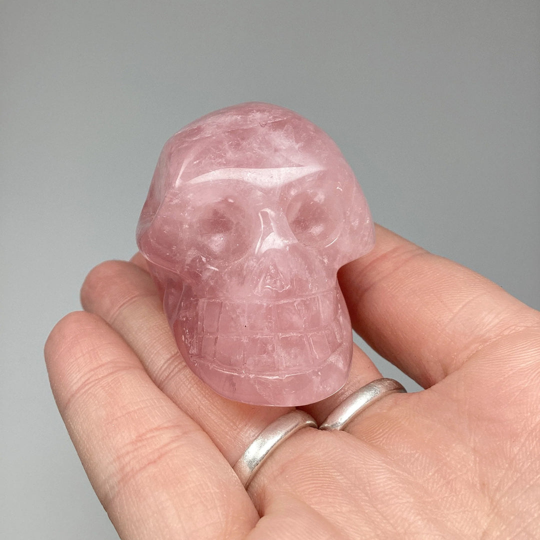 Carved Rose Quartz Skull