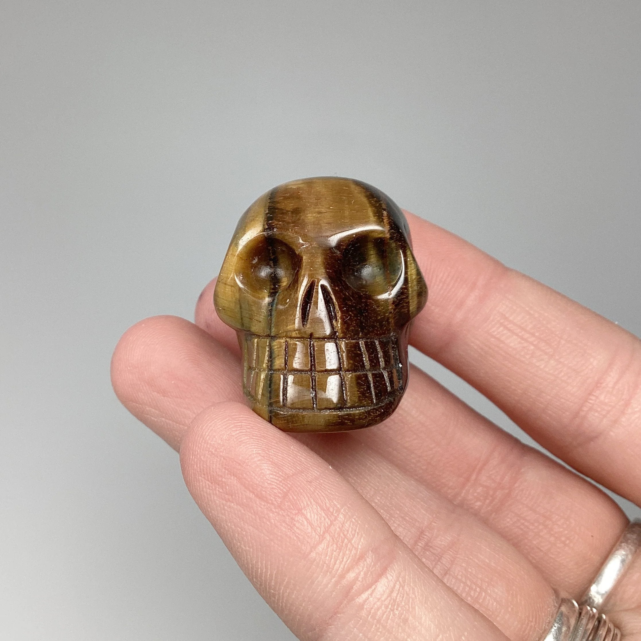 Carved Tiger Eye Skull