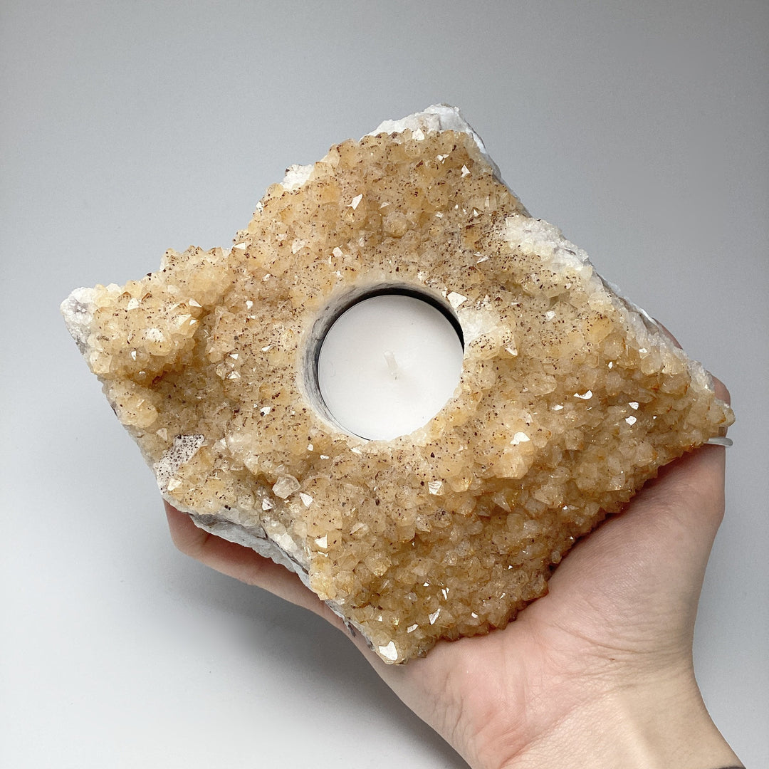 Citrine Druze Candle Holder